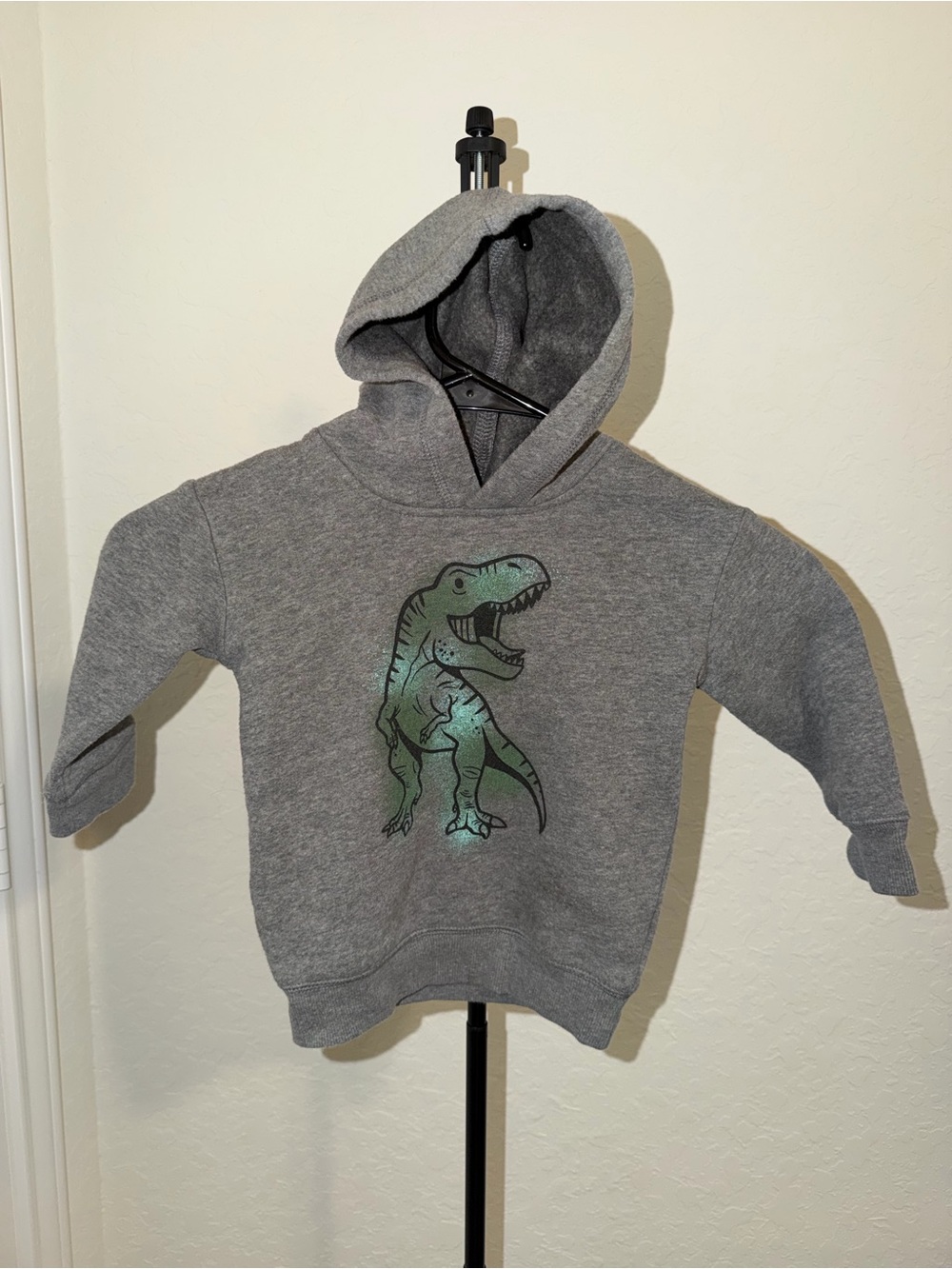 jumping beans Gray Hoodie with Green Dinosaur Graphic